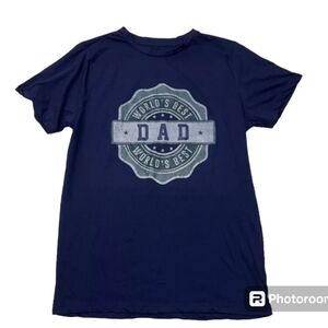 World's Best Dad Navy Blue Graphic T-shirt L NEW